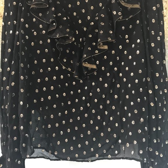 ⚡️SOLD ON KIJIJI⚡️✨HOST PICK✨Sandro Lunea Ruffled Metallic Dot Blouse (NWT) - Picture 7 of 16